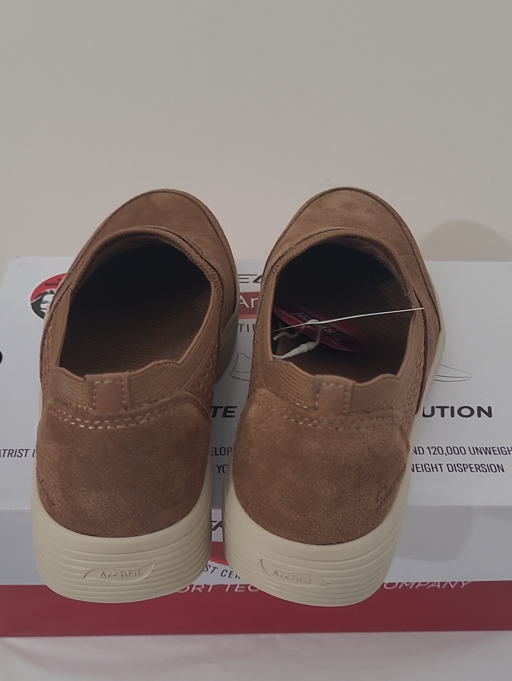 Skechers Arch Fit Suede Slip-On Loafers in Chestnut 159091 - Picture 4 of 9